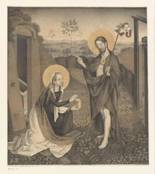 Christus en Maria Magdalena in een omheinde tuin