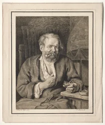 Boer zittend aan een tafel, pijp rokend, 1817-1821