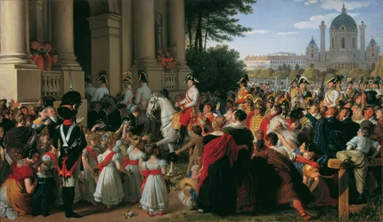 De intocht van keizer Frans I in Wenen na de Vrede van Parijs op 16 juni 1814