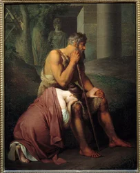 Oedipus en Antigone, schilderij van Johann Peter Krafft (1780-1856), 1809, hoogte 0,53 x 0,66 m