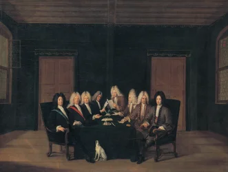 Frans:  Les emissaires au traité de Bade en septembre 1714 De afgezanten van het vredescongres van Baden op 7 september 1714