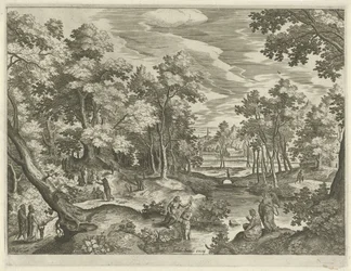Landschap met de doop van Christus (Landschappen met scènes uit het Oude en Nieuwe Testament)