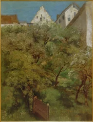 Boombloesem onder het stadhuis van Dachau