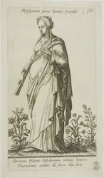 Polyhymnia, Muze van de Hymnen, plaat 13 uit Parnassus Biceps