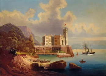 Uitzicht op Kasteel Miramare en Triëst