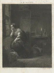 Vrouw met kind bij een venster