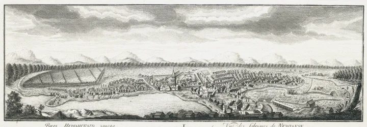 Uitzicht op Nevyansk fabrieken, ca. 1735