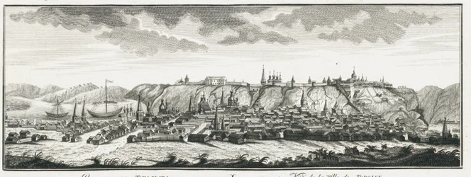 Uitzicht op Tobolsk, ca. 1735
