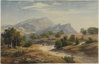 Uitzicht vanuit het oosten op Rocca Canterano en de Mamelles op de achtergrond