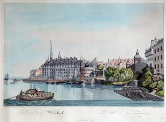 Gezicht op Düsseldorf voor het Franse bombardement op 6 oktober 1794, 1798