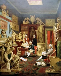 Charles Townley in zijn beeldengalerij, Park Street, Londen 1782, schilderij door Johann Zoffany (1733-1810)