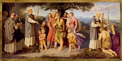 De preek van de heilige Bonifatius onder de Friezen
