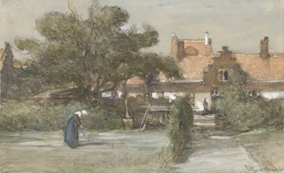 Binnenplaats van het Heilige Geesthofje aan de Palviljoensgracht in Den Haag