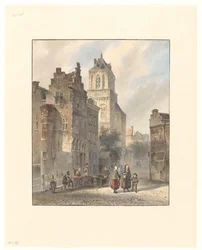 Gezicht op het stadhuis van Delft