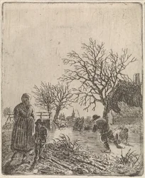 Landschap met schaatsers