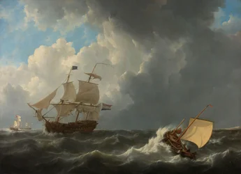 Schepen in een woelige zee