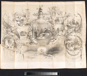 Spotprent in Leidse studentenalmanak, 1854