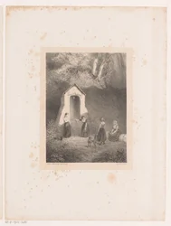 Vier meisjes bij een put