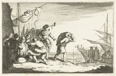 Haven met converserende kooplieden