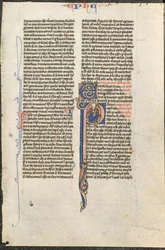 Blad uit een Latijnse Bijbel: Initiaal P met St. Paulus die een Zwaard Vasthoudt