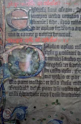 Detail van de vijftiende-eeuwse Gutenburg Bijbel, opening van Efeziërs