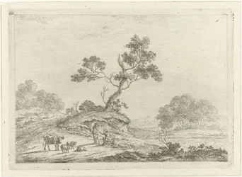 Landschap met herders in gesprek
