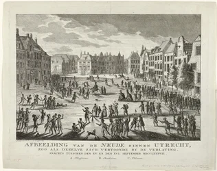 Patriotten verlaten de Neude te Utrecht, 1787
