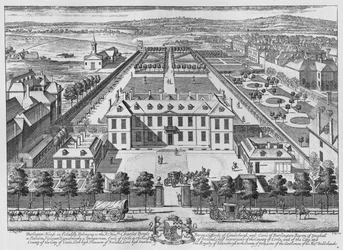 Een vogelvlucht van Burlington House, Piccadilly, Westminster, ca. 1707, 1911