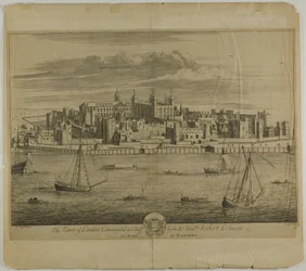 De Tower of London, plaat vijf uit Britannia Illustrata