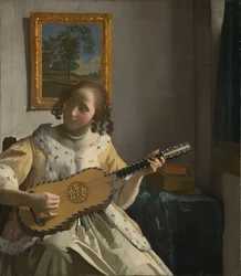 Jonge vrouw speelt gitaar.[1]
Alternatieve titel(s):  

De gitarist.[2]