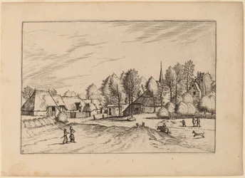 Dorp met kerktoren