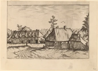 Boerderij en rij huizen