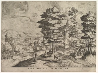 Vlucht naar Egypte Fuga deiparae in Aegyptum uit De Grote Landschappen, ca. 1555-56