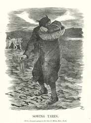 Punch cartoon: Onkruid Zaaien - de angst voor de verspreiding van het socialisme onder Britse arbeiders