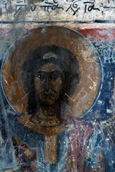 Christus, fresco in de kerk van Agia Paraskevi, Voutas, Kreta, Griekenland