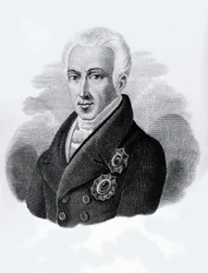 Portret van Graaf Ioannis Antonios Kapodistrias (1776-1831), President van de Griekse Republiek van 1828 tot 1831, gravure
