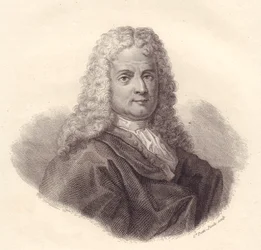Portret van Italiaanse wiskundige Jacopo Riccati (1676-1754), kopergravure door Caterina Piotti-Pirola