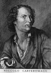Portret van Niccolo Forteguerri, ook bekend als Niccolo Carteromaco (1674-1735), Italiaanse dichter, gravure