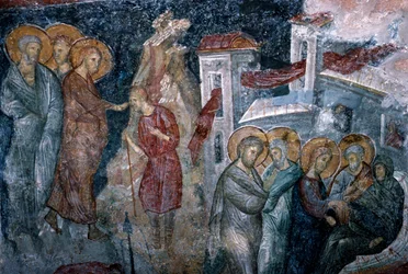 Scènes uit het leven van Jezus, fresco in de Agia Sophia kerk