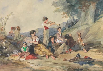 Groep Boeren met Muziekinstrumenten
