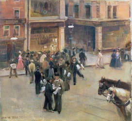 Wachten op het resultaat (Grote Notts. vs. Surrey wedstrijd, Nottingham, augustus 1892) (olieverf op paneel)