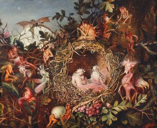 Feeën in een vogelnest, c.1860