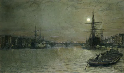 Het Zwembad en de London Bridge bij Nacht, 1884
