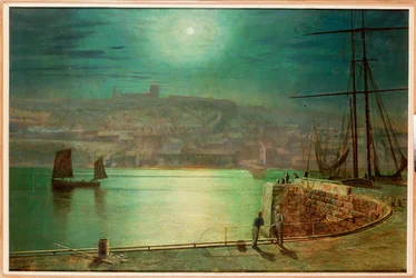 Whitby Haven bij maanlicht, 1870