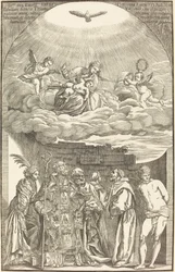 De Maagd in de wolken en zes heiligen