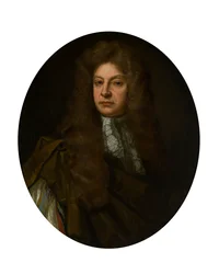Halflang portret van Adam Urquhart met kanten jabot