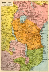 Kaart van Oost-Afrika, Eerste Wereldoorlog, ca. 1920