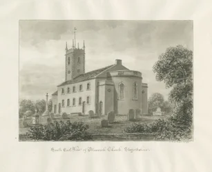 Bloxwich Kerk: sepia tekening