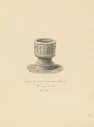 Buckinghamshire - Drayton Beauchamp Kerk: sepia tekening, 1838