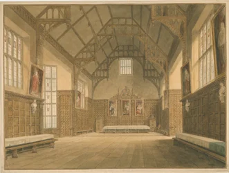 Cambridgeshire - Trinity College Hall - Interieur, 1818